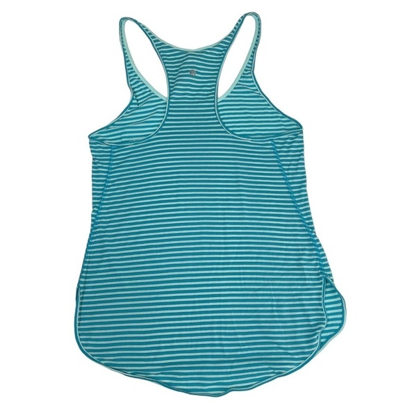 lululemon What The Sport Singlet Racerback Tank Sz8 Silver Stripe Peacock Blue - Picture 11 of 12